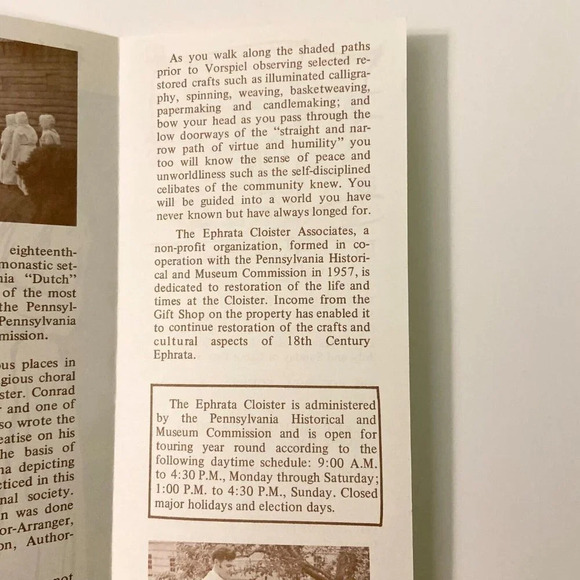 Vintage Ephrata Cloister Vorspiel Music Drama Pennsylvania Brochure Souvenir - Picture 7 of 9